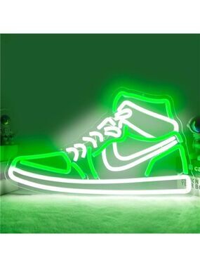 Nike Jordan Air 1 Mid Green White Sneaker Neon Sign Sports Shoe Wall LED Lights